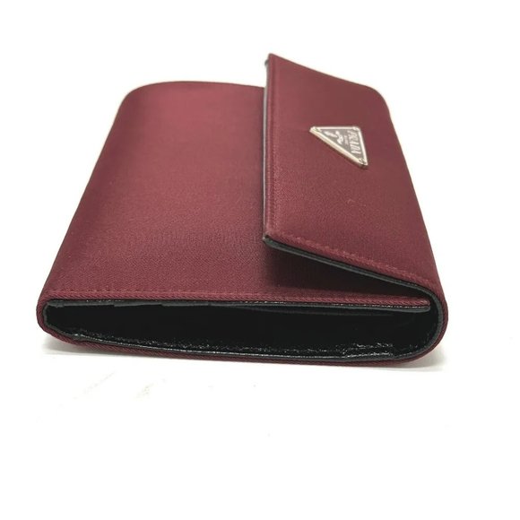 PRADA Triangle logo Compact wallet Trifold wallet wine-red - Picture 4 of 10